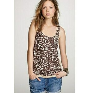 ❤️ J CREW SILK SPOTS & SPARKLES GIRAFFE PRINT TANK TOP, 2